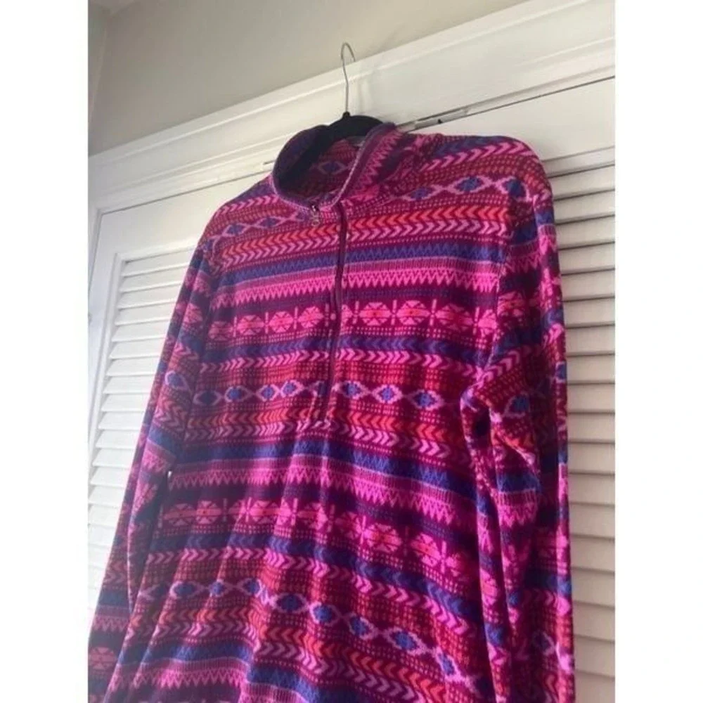 Columbia Fleece Women's Cowl Neck Geometric Print Pullover‎ - Size XL- EUC